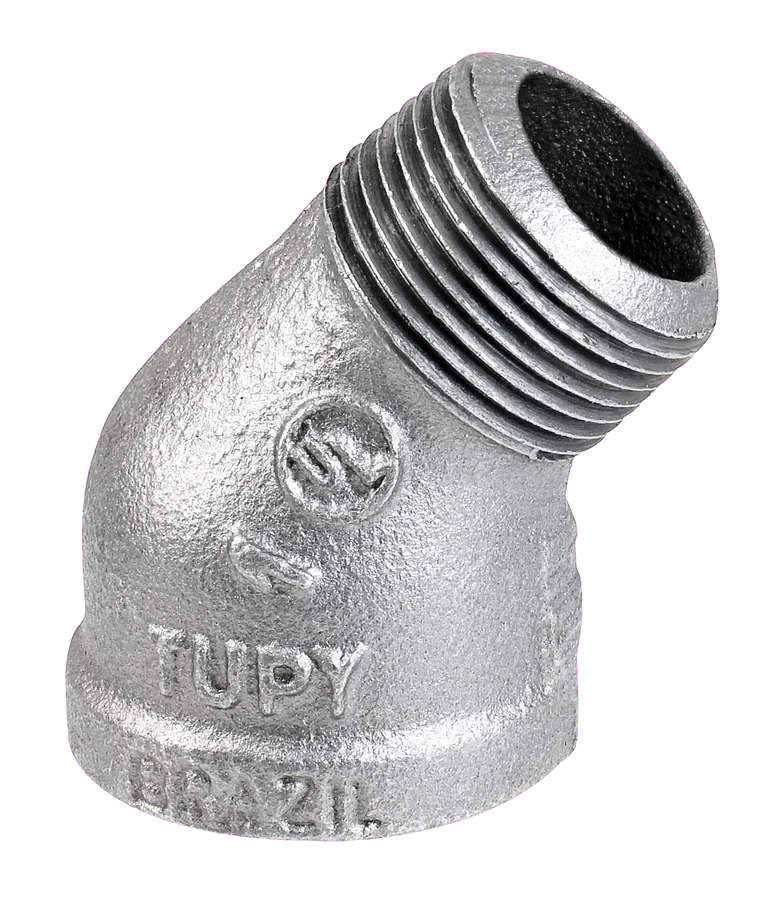 45° Male-Female Elbows — NPT Medium Pressure — TUPY malleable cast iron fitting
